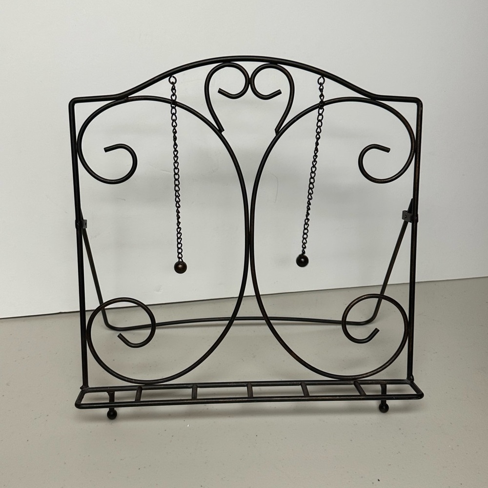 Contemporary metal Cook Book Stand - brown/Mahogany